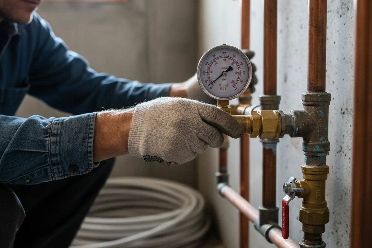 Pressure testing a repaired line during Water Line Repair in Ingram